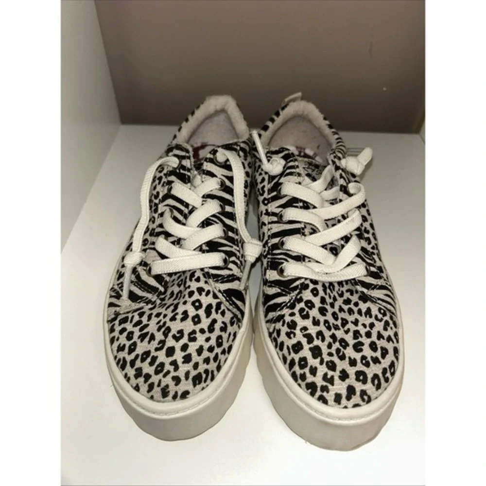 Roxy Sheilahh Platform Sneakers Women's Size 5.5Black White Leopard Animal Print